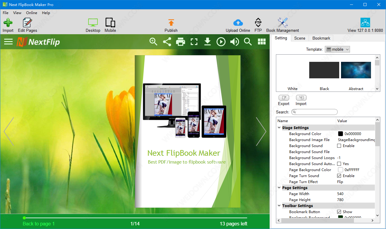was is the best image size for next flipbook maker pro